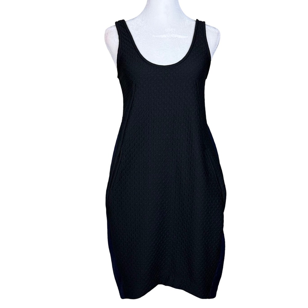 Anthropologie Maeve Dress Textured Colorblock Pocket Shift Small Blue Black Chic